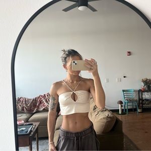 ZARA SATIN KEYHOLE TOP IN BABY PINK (SM)